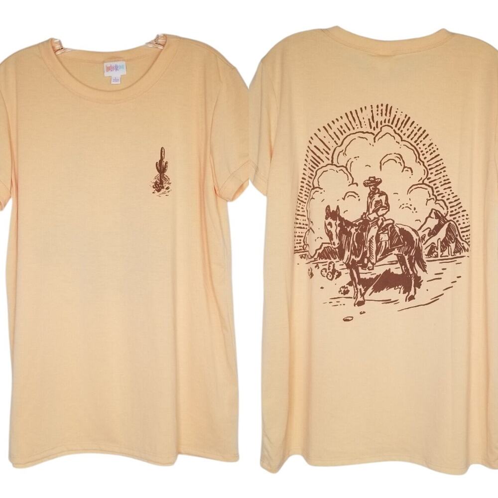 Lularoe Cowboy Horse Yellow T Shirt Large Southwestern Western Cactus